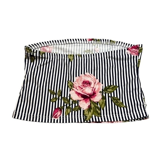 FLORAL Bandeau Crop Top Strapless Size S Never Worn - Picture 2 of 4